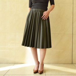 82-7076 THIN RAMKID leather pleated skirt <Product No. 611>