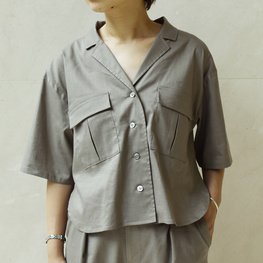 82-4905 PRIMEFLEX flax twill solid Safari shirt <Product No.1040>