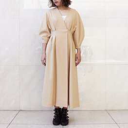 82-4821 ROUGHCRAPE twill Cocoon Sleeve Dress <Product No.1041>